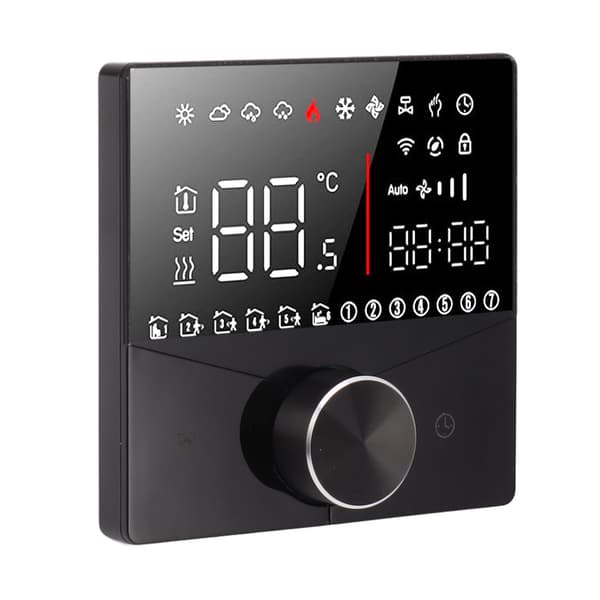 Smart termostat knapdesign LCD farvedisplaypanel digital termostat til saunarum gulvvarmesystem sort