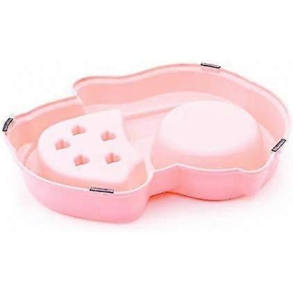 Dubbel Skål för Vatten och Mat 1 Skål i Rostfritt Stål och 1 Anti-Glutton Skål för Katt och Liten Hund (Rosa)