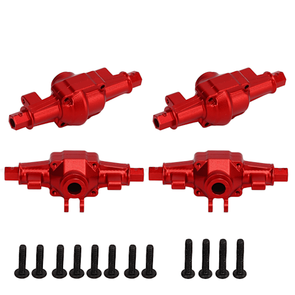 RC Front Rear Axle Housing Set Aluminiumlegering RC Axle Shell Upgrade Parts for FCX24 1/24 Crawler 6.2cm Rød