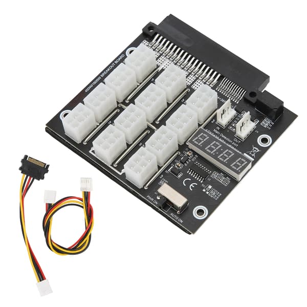 Mining PSU strømforsyningskort 12 PCIe-porte 6Pin 12 Amp/2400 Watt LED voltmeter display GPU Mining Board til Dell