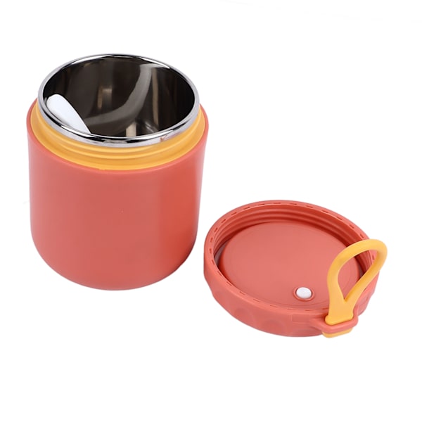 Isolert matbeholder i rustfritt stål, rød, 400 ml, lekkasjesikker med skje, termobeholder for suppe, varm mat, barn