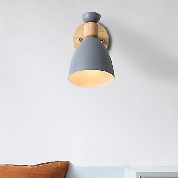 Grå væglampe i træ - Moderne nordisk art deco-stil til soveværelse, stue, børneværelse, spisestue, gang, trappe