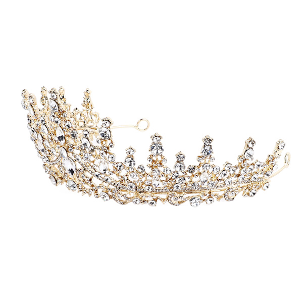 Brudekrone pandebånd Golden Wedding Rhinestone Crown Romantisk Elegant Crown Hårtilbehør