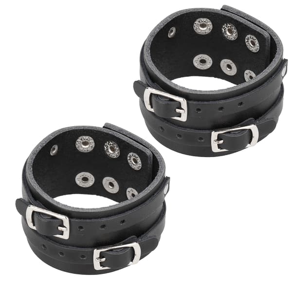 2 stk. bredt læderarmbånd justerbart punk kunstlæder armbåndsbælte
