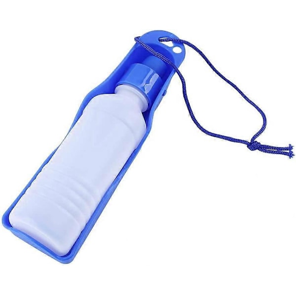 250ml/500ml Vattenflaska med Portabel Vattendispenser i Plast för Hundvalp Katt Reseflaska (Blå 250ml)
