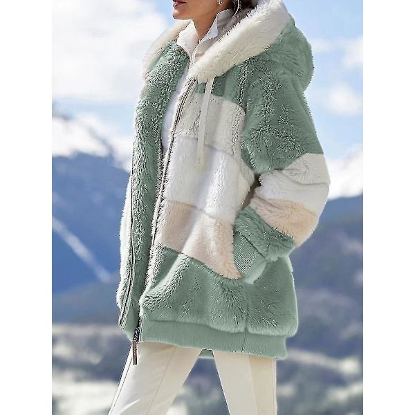 Herrar Casual Dragkedja Huvtröja, Lös Passform Plysch Flerfärgad Jacka för Höst och Vinter (XL, Grön)
