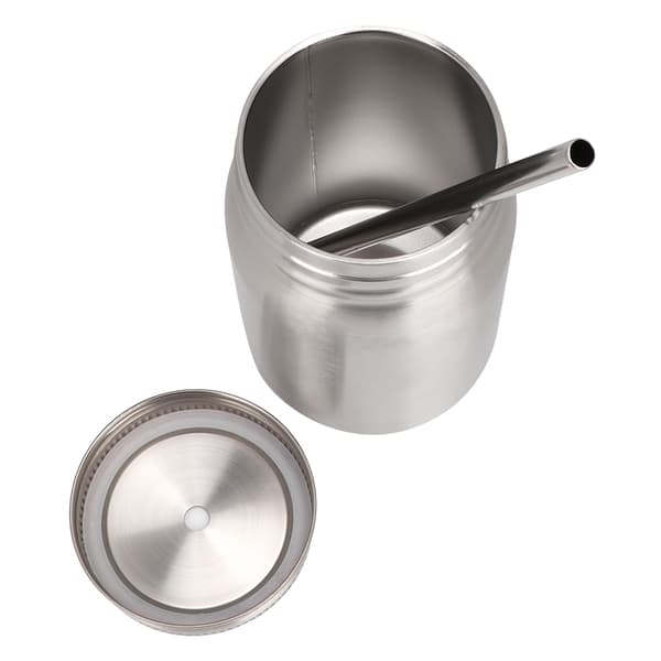 Hushåll 700 ml rostfri kopp utomhusvattenflaska termisk mugg med lock och sugrör