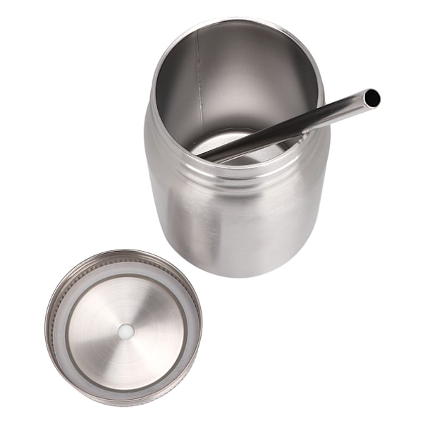 Hushåll 700ml Rostfritt Stål Mugg Utomhus Vattenflaska Termisk Mugg med Lock Straw