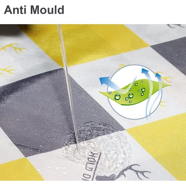 Gult mønster polyester stoff dusjforheng 180 X 200 cm med anti-mugg og maskinvaskbare funksjoner