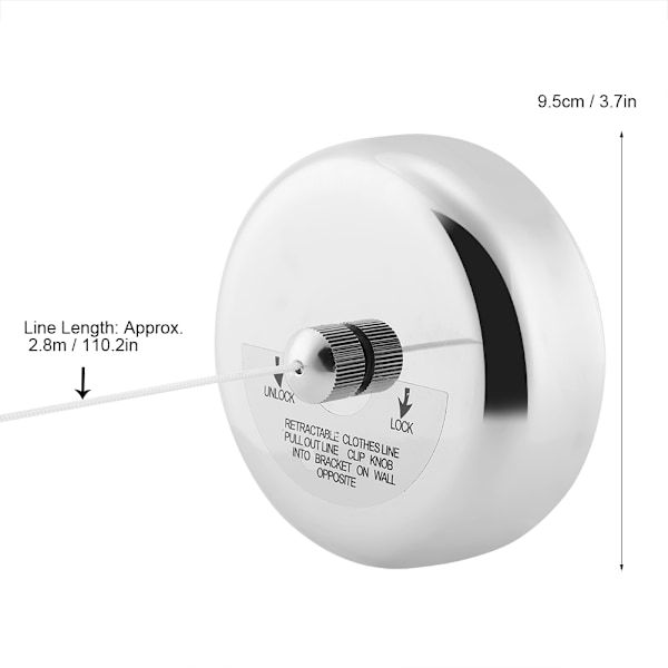 Rustfritt stål innfellbar klesvaskesnor innendørs utendørs vaskerom enkel klesvaskesnor hjem