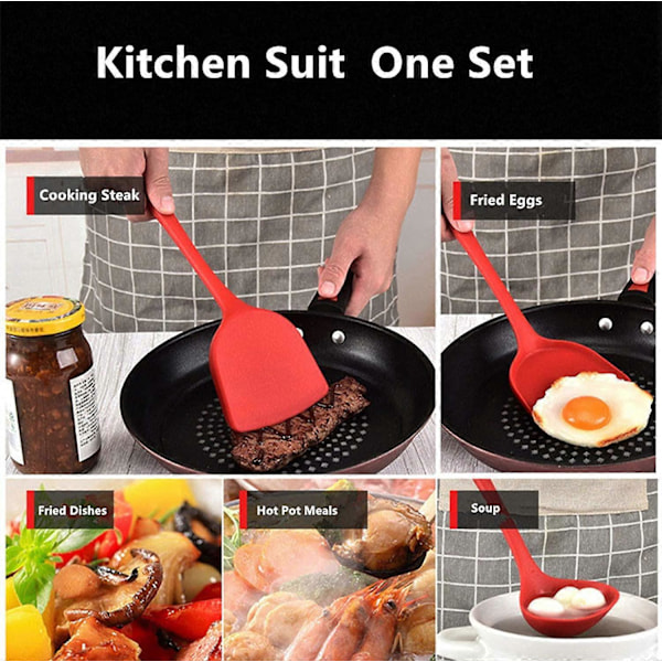 3 st Silikonspatel Läcksäker Sked Set för Bakning, Sömlös i Ett Stycke Non-Stick för Matlagning Bakning Blandning Värmebeständigt Redskap Stekspade Läcksäker S