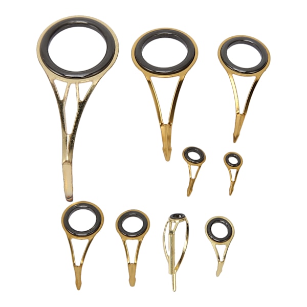 9PCS fiskestangspiss guide reparasjonssett rustfritt stål keramisk ring stangspiss guide erstatningssett