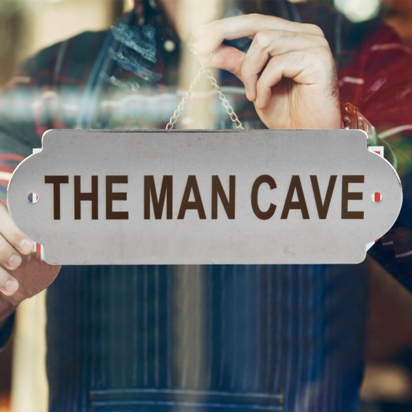 Hegnspæl i rustfrit stål Havehus Hjem Dørport Toilet Advarselstavle med monteringsskruer THE MAN CAVE
