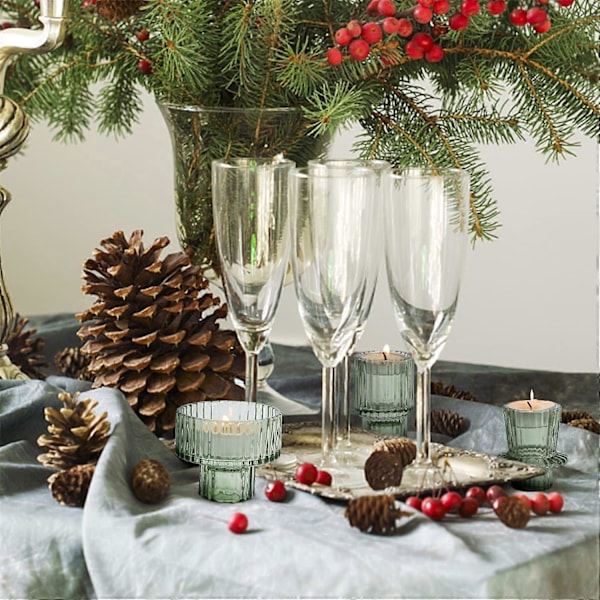 Ljusstakar Set om 3, Glas Votiv Tealight-hållare för Avsmalnande/Pelar-/Tealight-ljus, Ljusstakar för Bordsdekoration, Bröllop, Födelsedag
