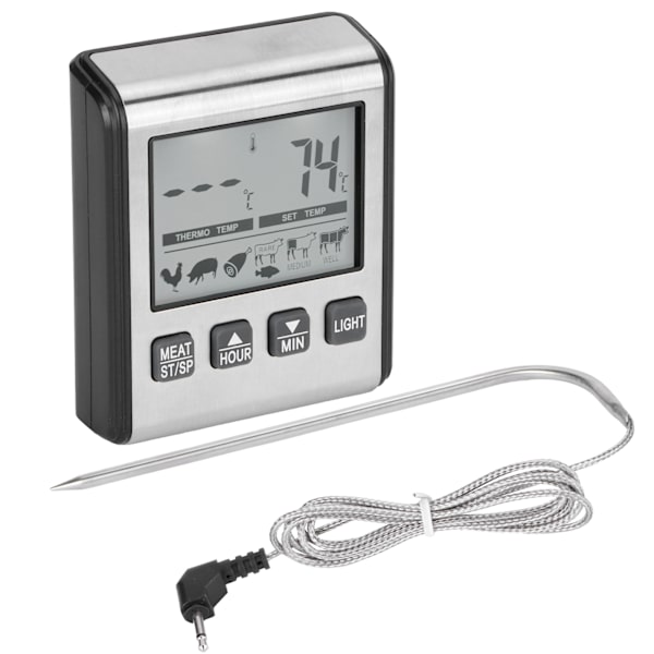 Digital Grillmatstermometer Temperatur Larm BBQ Vikbar Sond Kötttermometer