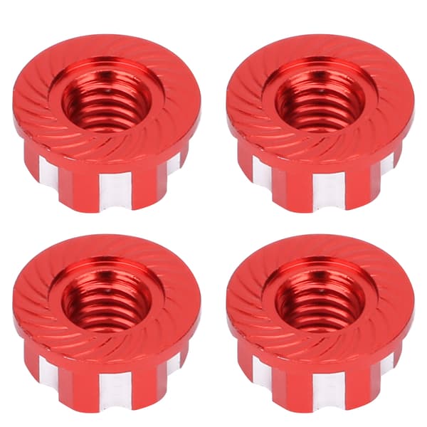 4 stk M4 utskjæring sekskantmuttere aluminiumslegering passer til HSP Sakura D3 D4 1/10 RC bil rød