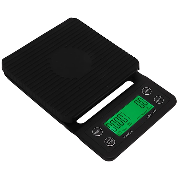 Kaffevekt Timing Multi Units 0,1g Nøyaktighet Bærbar Elektronisk Vekt med Isolasjonspute for Kjøkken Utendørs Svart 3KG/6,6lb