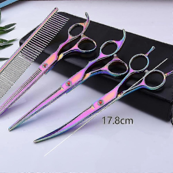 4st/set Professionell Salong Frisörsax Frisörsaxar Klippverktyg Kit 7.0 tum zd EQ färgstark