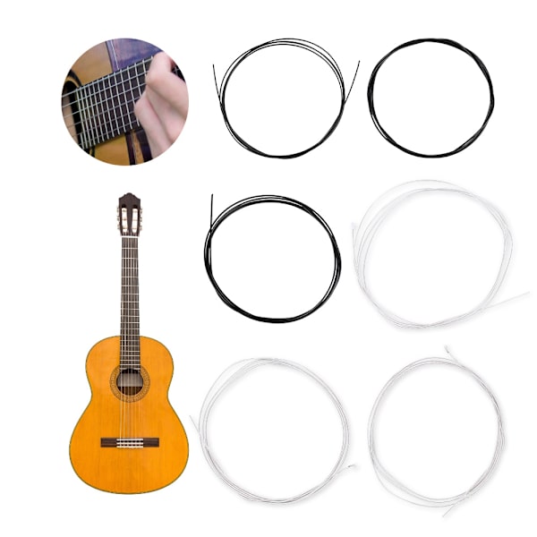 Guitarstreng til klassiske guitarer Tilbehørsdel til musikinstrumenter (sort-hvid)