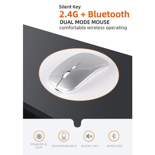 Trådløs Silent 2.4G + Bluetooth USB Modtager til PC