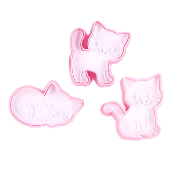 3 st Cartoon Cat-formade kakformar DIY bakning kexform set bakningstillbehör
