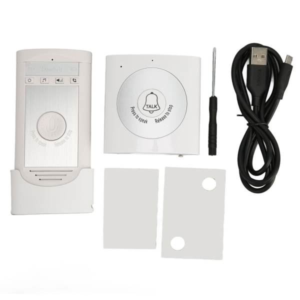 Trådlös intercom dörrklocka 2 Way Talk Klart ljud Stort utbud elektronisk dörrklocka Set för hemmakontor Vit