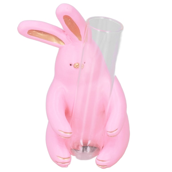 Kanin Statue Hydroponisk Reagensglas Resin Utsøgt Dyr Hydroponisk Vas Dekoration til Balkon HavemøblerPink Bunny