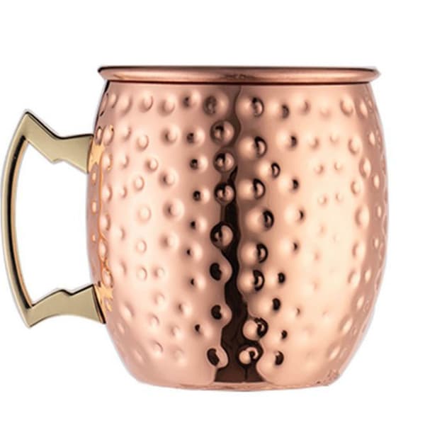 2 stk. 530 ml elegant hamret spids kop kobberbelagt rustfrit stål hamret spids krus til cocktail