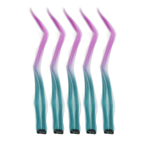 10 stk Highlights hårstykke Lang rett gradient utsøkt stilig hårstykke klips for cosplay-arrangementer Halloween-fester grønn lilla