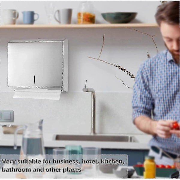 Papirhåndkle Dispenser Veggmontert, Håndkledispenser i Rustfritt Stål, Låsbar-