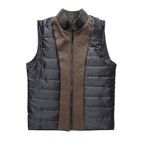Vinterjakke for menn i ull, midtlengde med tykk vest, stående krage og enkeltradet design