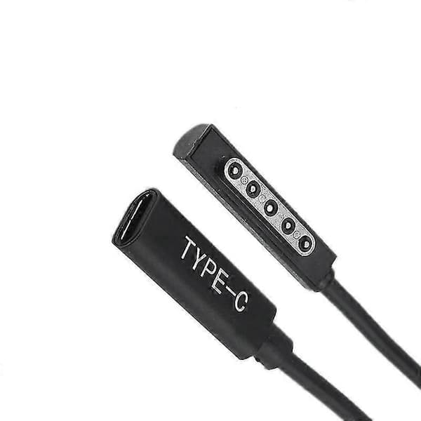 Typ C laddningskabel USB C hona strömförsörjning laddaradapteromvandlare för Microsoft Surface Pro 1/2 black