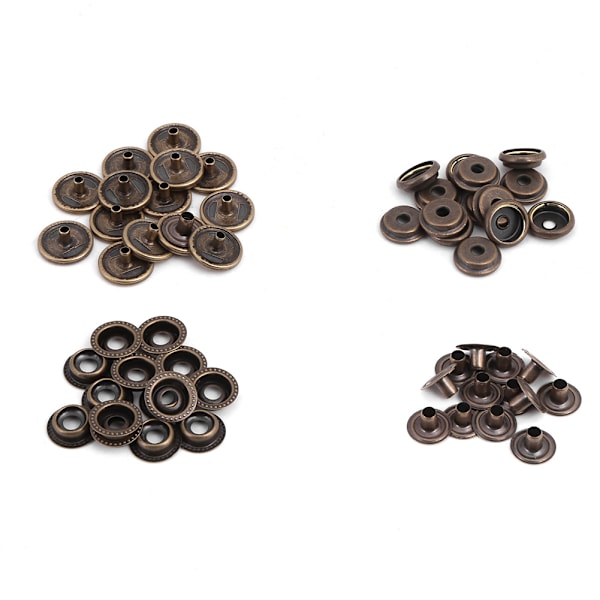 Metalltryckknappar med tryckknapp för reparation av läderkläder (brons 3st verktyg)