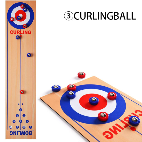 3 i 1 bord curlingspel Bowling Shuffleboard set Familjespel för hemmafest Present för barn och vuxna