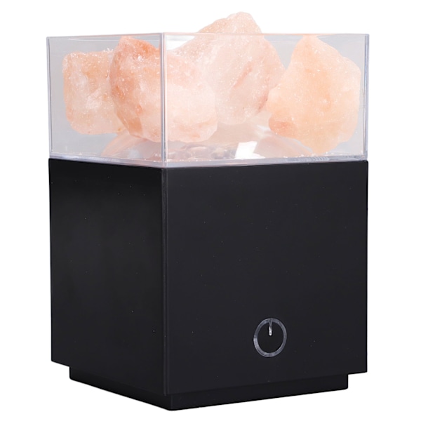 LED Färgglad Himalaya Saltlampa Fjärrkontroll Kvadratisk Salt Blocklampa Negativ Jon Luftreningslampa Svart