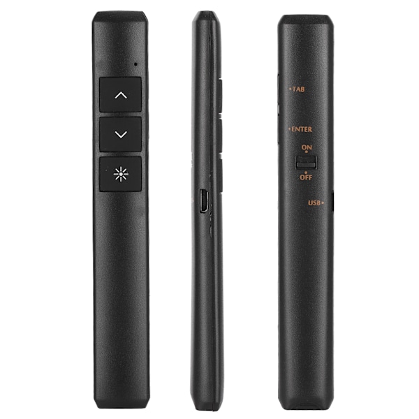 PP932 Trådløs peker PPT sidevending penn laser presentatør USB fjernkontroll presentasjonspennSvart