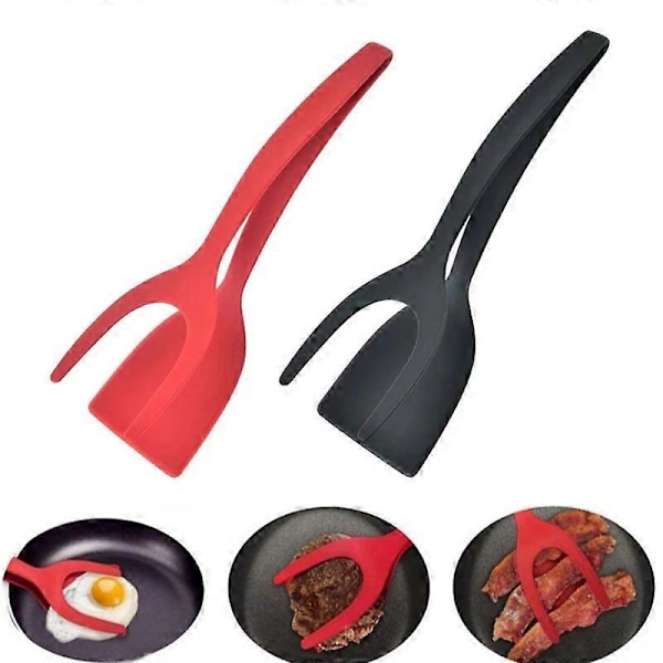 Röd 2-delad Non-Stick Spatel, 2 i 1 Kökstång och Spatel med Non-Stick Beläggning, 2 i 1 Äggstek Spatel Non-Stick Roterande Grillad San