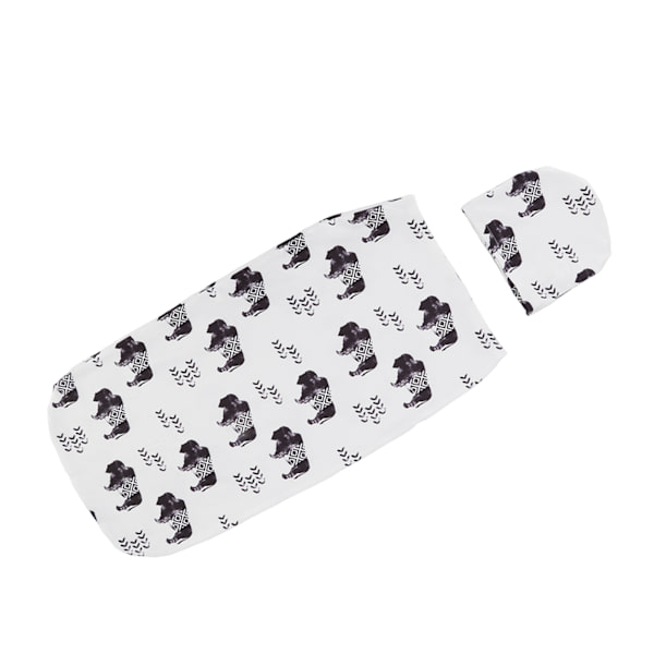 Myk Swaddle Sack Myk Elastisk Anti-Skrekk Baby Swaddle Teppet Lue Sett Nyfødt Wrap Baby Lue Sett for 0 til 3 Måneder Baby Kveg