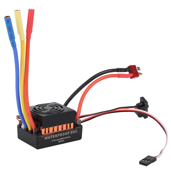 HOBBYFANS 60A harjaton ESC anturiton elektroninen nopeudensäädin 4.0 banaanipäällä RC-autolle oranssi