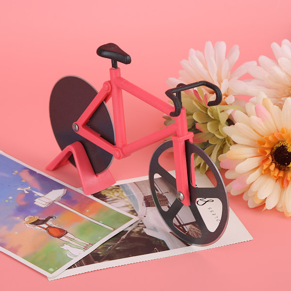 Innovativ pizzaskärare i form av cykel i rostfritt stål, kökstillbehör, röd