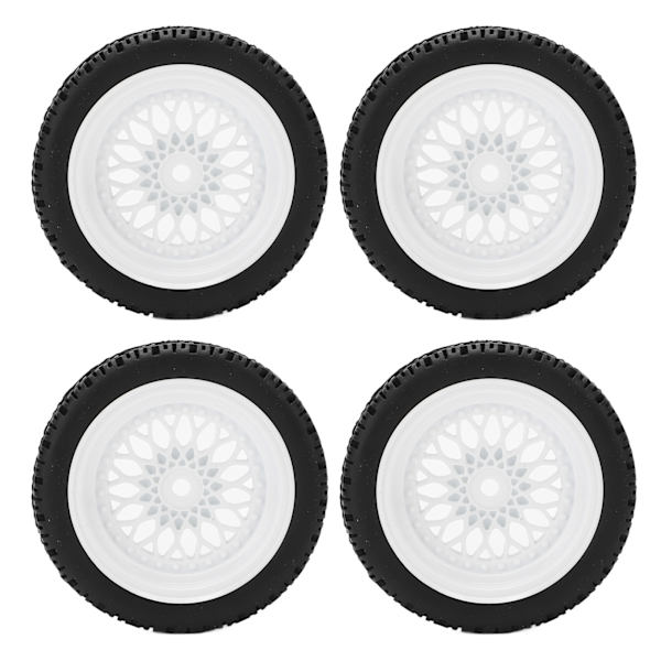 4 kpl 1/10 RC-kumiset, korkea kulutuskestävyys, hyvä pito, vakaa RC-kumipyöräsarja 1/10 RC-autoille, valkoinen