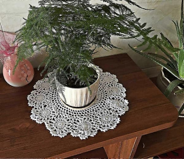 2 ST Bomull Håndlaget Heklet Blondeduk Bordmatte Bordplasseringsmatte (Hvit-2stk-40cm-A)-Hvit-2stk-40cm-a