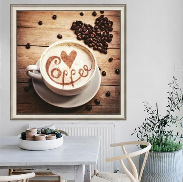 Kaffekopp diamantmaling (30x30cm)