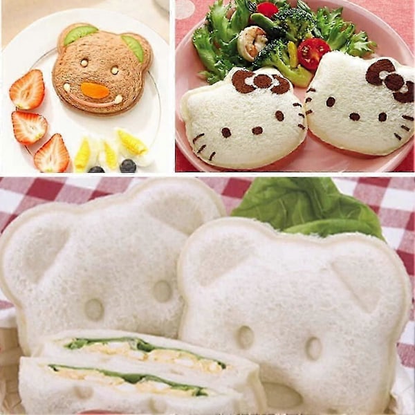 Bjørnformet Sandwichform Kutter, DIY Maker Kakekutterverktøy (3 Pakke)