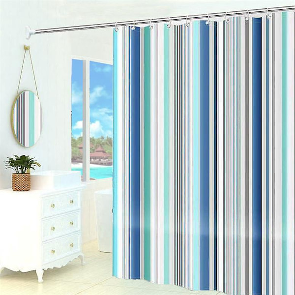Dusjforheng 180 x 200cm Muggfri Lett å Rengjøre Polyester Vanntett Stoff Med Kroker Vanntett Dusjforheng