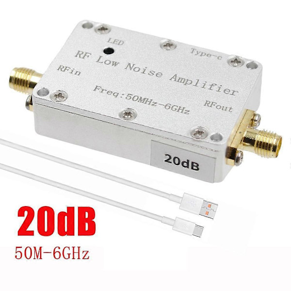 50M-6GHz RF Lavstøyforsterker Høyforsterknings LNA Drivmottaker 20dB