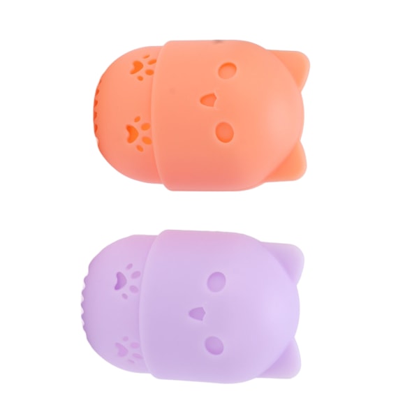 Holder til sminkesvamp Søt katteform Vaskbar Gjenbrukbar Pustende huldesign Sminkesvamp reiseveske Lys oransje, lilla