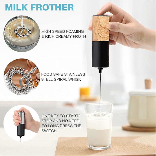 Melkeskummer Håndholdt for Kaffe, Melkeskummer for Kaffe, Elektrisk Melkeskummer med Brakett, Rustfritt Stål Elektrisk Visp Mini Drikkemikser