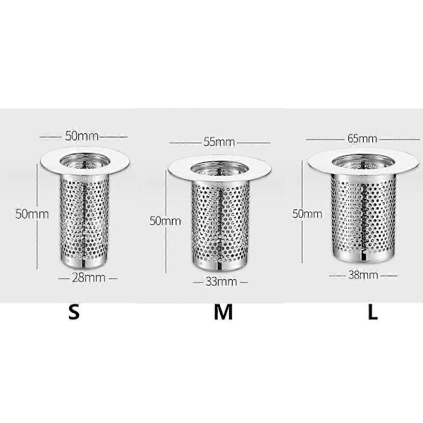 (S) Køkkenvask Filter, Rustfrit Stål Køkkenvaskrist - Køkkenvask Prop, Afløbsfilter Net, til Badeværelse, Køkken