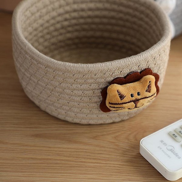 Vous Baby Oppbevaringskurv i Bomull med Katt Trykk - B19 x H9,5 cm - Liten Oppbevaringskurv for Tøy, Leke og Tepper - Oppbevaringskurv for Bad, Li